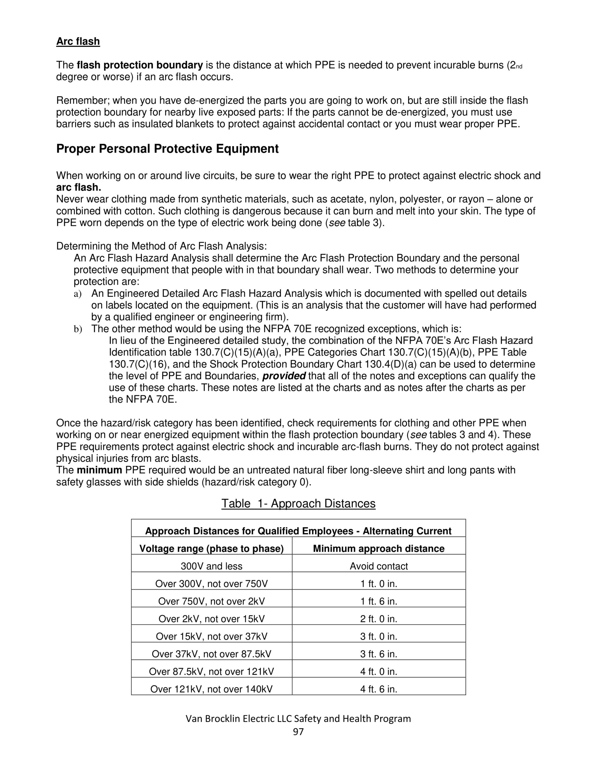 Van Brocklin Electric LLC Safety and Health Program 96